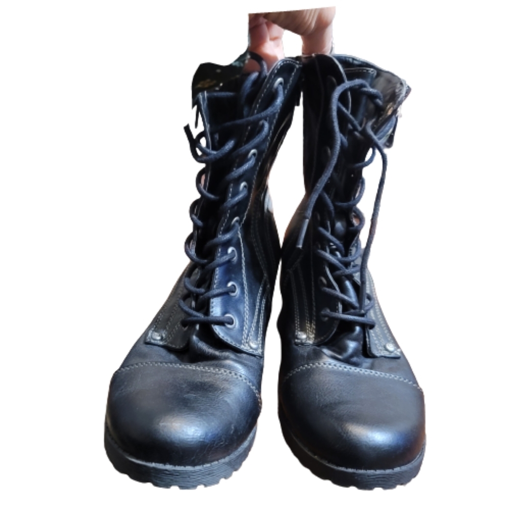 G BY GUESS moto combat boots 9 motorcycle buckles lace up - Picture 6 of 8